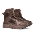 Dark brown high-top tactical hiking boots with honeycomb mesh and rugged rubber soles - 39 / Brown