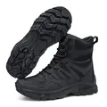 Men's black mid-top tactical boots with breathable mesh and anti-slip rubber soles - 39 / Black