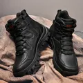 Men's high-top black tactical boots with side zipper and non-slip rubber soles - 39 / High-Top Tactical Boots (S33) / Black