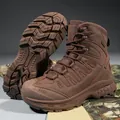 Botas tácticas marrones para hombre en cuero nubuck impermeable con suelas antideslizantes - EU 39 / Marrón