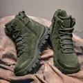 Olive green tactical combat boots AS33 with side zipper and non-slip sole - 39 / High-Top Tactical Boots (AS33) / Army Green