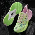 Hardloopschoenen in neongroen en roze verloop met spetterpatroon en carbon technologie - EU 36 / Orchidee