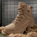 Bottes tactiques hautes kaki pour hommes en daim et mesh avec semelle épaisse - 40 / Style Non Doublé (AS33) / Marron