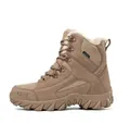 Men's winter tactical hiking boots in sand color with warm fleece lining and anti-slip sole - 39 / Fleece Lined Style (AS33) / Brown