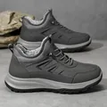 Men's winter high-top thermal sports shoes in dark grey with warm faux fur lining - EU 39 / Gray