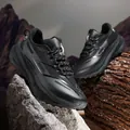 All-black casual outdoor sneakers with thick cushioned soles and breathable mesh upper - EU 39 / Black