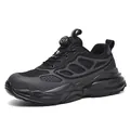 Safety shoes with steel toe, dial lacing system, and breathable mesh in black - 36 / Black