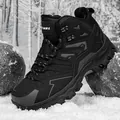 Outdoor winter hiking boots in charcoal black featuring deep-tread anti-slip rubber soles - EU 36 / Black