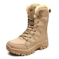 Khaki outdoor high-top thermal boots with thick fur lining and anti-slip rubber soles - EU 39 / Brown Fleece Lined