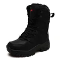 Men's high-top winter hiking boots in black leather with warm faux fur lining - EU 36 / Black Fleece Lined