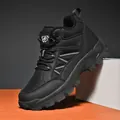 All-black winter outdoor high-top sneaker with warm fleece lining and anti-slip rubber sole - EU 36 / Black