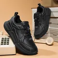 Classic black winter sneakers for men featuring warm plush lining and stylish white stitching - 39 / Black