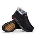 Black winter snow boots with warm faux fur lining and side zipper closure for adults - EU 35 / Black Red (Women)