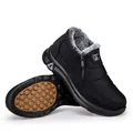Men's black winter snow boots with waterproof nylon and fleece lining with side zipper - EU 39 / Men's Black