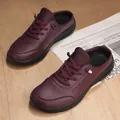 Burgundy casual mule sneaker with textured leather upper and thick black sole for women - EU 35 / Wine Red