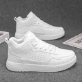 White high-top platform sneakers with breathable perforations for casual daily wear - EU 39 / White