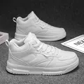 Classic all-white mid-top sneakers for men in synthetic leather with thick rubber soles - EU 39 / White