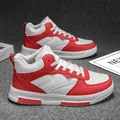 Classic mid-top fashion sneakers in white and red leather finish for men - EU 39 / White Red