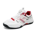 White and red indoor badminton shoes with breathable mesh and knob closure system - EU 36 / White Red