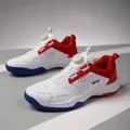 Classic white tennis shoes with red and blue accents featuring rotary buckle laces - EU 36 / White Red