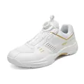 White and gold indoor badminton shoes featuring a quick-adjust knob lacing system - EU 36 / Platinum