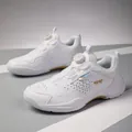 White tennis shoes with gold accents and a convenient rotary dial lacing system - EU 36 / Platinum