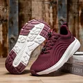 Burgundy breathable mesh sneakers for women with white cushioned sole and elastic laces - EU 36 / Wine Red