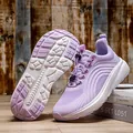 Lavender purple lightweight mesh sneakers with thick white soles and bungee laces - EU 36 / Pink