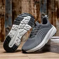 Grey breathable mesh running shoes with elastic laces and anti-slip geometric sole - EU 36 / Gray