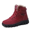 Dark red high-top winter snow boots with warm faux fur lining and anti-slip rubber sole - EU 35 / Burgundy
