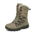 Men's khaki winter snow boots with warm faux fur lining and thick rubber sole - EU 39 / Brown