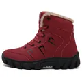 Winter high-top snow boots in burgundy with thick faux fur lining and non-slip sole - EU 35 / Wine Red