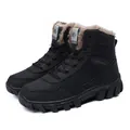 Black waterproof winter outdoor boots with warm brown plush lining for cold weather - EU 39 / Black