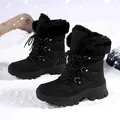 Waterproof black high-top snow boots with warm faux fur lining and non-slip rubber soles - 36 / All Black