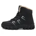 Men's black winter snow boots with brown faux fur lining and non-slip rubber soles - EU 35 / Black
