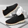 Men's black breathable knit casual sneakers with slip-on style and anti-slip sole - EU 40 / Black
