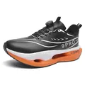Men's black running shoes with white accents and warm plush lining for winter - 38 / Fleece Lined / Black White Orange (AB011)