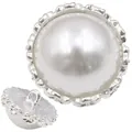 Elegant white pearl button with silver floral embossed border for cardigans - Extra Small Style (81412) / Silver