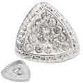 Silver triangle metal button with white rhinestones and a sewing loop on the back - 22mm / Silver