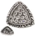 Triangle antique silver sewing button with inlaid rhinestones and back sewing holes - 18mm