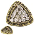 Triangle vintage gold metal button with rhinestones for sewing DIY clothes - 18mm / Antique Gold White