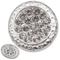 Bouton rétro en alliage d'argent avec strass brillants et bordure géométrique - Moyen / Style Strass Argenté (27063)