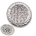 Bouton en alliage argenté vintage avec strass clairs et attache pour chemises - Très petit / Style Nickel Blanc (80935)