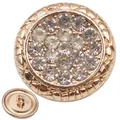 Bouton à queue doré clair avec strass étincelants et bordure texturée, modèle 2700S - Moyen / Style Strass Doré (27063)