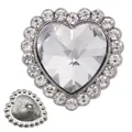 Exquisite heart-shaped crystal rhinestone button with silver alloy base for luxury blazers - Small / White