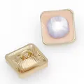 Square gold metal button with pink enamel finish and purple crystal center accent - Pink Base Purple Gem (80837 Pink) / Pink