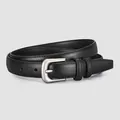 Cinturón vintage de cuero genuino negro para mujer con hebilla de aguja plateada mate elegante - 105cm / Negro