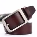 Ceinture homme en cuir marron foncé avec boucle ardillon rectangulaire brossée - 105cm / Marron