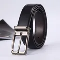 Cintura in pelle nera da uomo con fibbia ad ardiglione grigio canna di fucile zigrinata - 105cm
