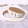 Minimalist white genuine leather belt for women with matte metal buckle and fine stitching - 105cm / White